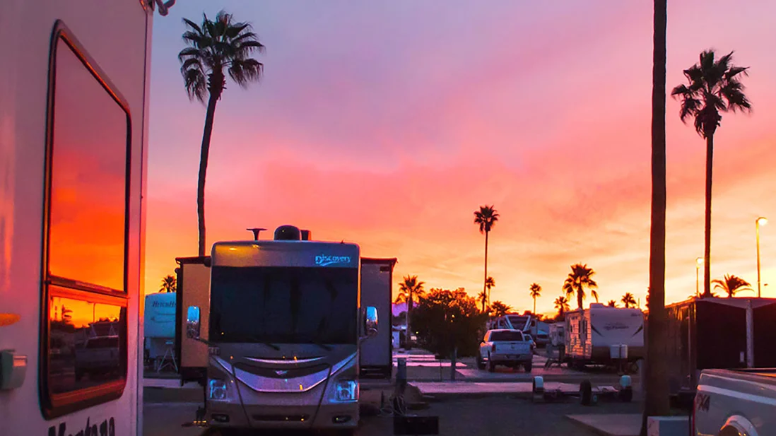 rv campground sunset