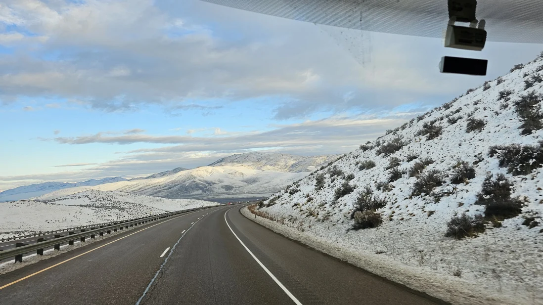 mountain road in winter