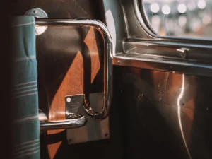 Chrome towel bar in Airstream Classic